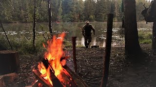 Рыбалка С Ночёвкой.Как в Тайге! Еда на Костре.Грибной Суп!Мясо на Огне!