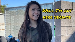 What is this young beautiful girl doing homeless on the street?