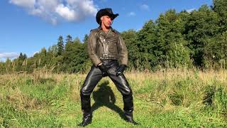 Leather Gay Cowboy Smoking