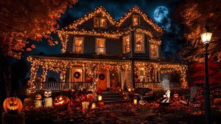 COZY AUTUMN HALLOWEEN HOME AMBIENCE-FIREPIT-FALLING LEAVES-PUMPKINS-FULL MOON-SOOTHING NATURE SOUNDS