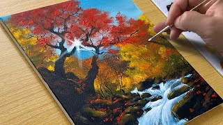 How to Paint Autumn Forest / Acrylic Painting